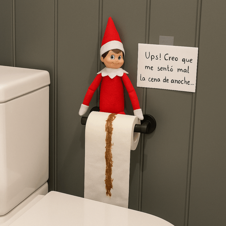 Travesura del Elfo de Navidad #5: ¡Ups! Creo que me sentó mal la cena de anoche…