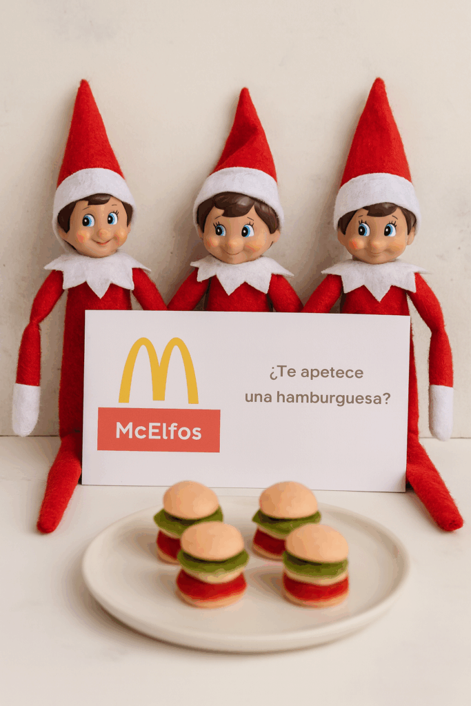 Elfo Navidad Travesura Cocina McElfos Hamburguesa Gominolas